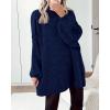imageBTFBM Womens Long Pullover Sweaters 2024 Fall Winter Mock Neck Long Sleeve Thick Oversized Casual Knitted Jumper TopsNavy