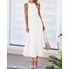 imageBTFBM Womens Midi Bodycon Tank Dress Summer Crewneck Rib Knit Sleeveless Pleated Swing A Line Business Casual DressesWhite
