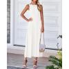 imageBTFBM Womens Midi Bodycon Tank Dress Summer Crewneck Rib Knit Sleeveless Pleated Swing A Line Business Casual DressesWhite