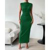 imageBTFBM Womens Ruched Bodycon Dress Summer Casual Sleeveless Back Slit Elegant Club Evening Party Cocktail Maxi DressesSolid Bright Green