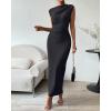imageBTFBM Womens Ruched Bodycon Dress Summer Casual Sleeveless Back Slit Elegant Club Evening Party Cocktail Maxi DressesSolid Dark Grey