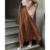 imageBTFBM Womens Satin High Waist Skirts 2024 Summer Fall Outfits Elegant Cocktail Party Flowy ALine Maxi SkirtSolid Coffee