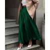 imageBTFBM Womens Satin High Waist Skirts 2024 Summer Fall Outfits Elegant Cocktail Party Flowy ALine Maxi SkirtSolid Dark Green
