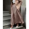 imageBTFBM Womens Satin High Waist Skirts 2024 Summer Fall Outfits Elegant Cocktail Party Flowy ALine Maxi SkirtSolid Light Khaki