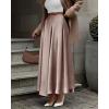 imageBTFBM Womens Satin High Waist Skirts 2024 Summer Fall Outfits Elegant Cocktail Party Flowy ALine Maxi SkirtSolid Light Khaki