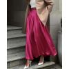 imageBTFBM Womens Satin High Waist Skirts 2024 Summer Fall Outfits Elegant Cocktail Party Flowy ALine Maxi SkirtSolid Rose Red