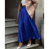 imageBTFBM Womens Satin High Waist Skirts 2024 Summer Fall Outfits Elegant Cocktail Party Flowy ALine Maxi SkirtSolid Royal Blue
