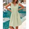 imageBTFBM Womens Summer Mini Dress 2025 Sleeveless Crew Neck Cute Bow Tie Front Loose Pleated Casual Short Dresses PocketsLight Green