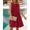 imageBTFBM Womens Summer Mini Dress 2025 Sleeveless Crew Neck Cute Bow Tie Front Loose Pleated Casual Short Dresses PocketsRed