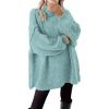 imageBTFBM Womens Long Pullover Sweaters 2024 Fall Winter Mock Neck Long Sleeve Thick Oversized Casual Knitted Jumper TopsBright Lake Blue