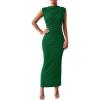 imageBTFBM Womens Ruched Bodycon Dress Summer Casual Sleeveless Back Slit Elegant Club Evening Party Cocktail Maxi DressesSolid Bright Green