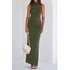 imageBTFBM Summer Two Piece Skirt Set for Women 2025 Dressy Lightweight Sleeveless Knit Top Going Out Split Maxi Skirt SetArmy Green