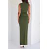 imageBTFBM Summer Two Piece Skirt Set for Women 2025 Dressy Lightweight Sleeveless Knit Top Going Out Split Maxi Skirt SetArmy Green