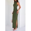 imageBTFBM Summer Two Piece Skirt Set for Women 2025 Dressy Lightweight Sleeveless Knit Top Going Out Split Maxi Skirt SetArmy Green