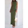 imageBTFBM Summer Two Piece Skirt Set for Women 2025 Dressy Lightweight Sleeveless Knit Top Going Out Split Maxi Skirt SetArmy Green