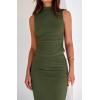 imageBTFBM Summer Two Piece Skirt Set for Women 2025 Dressy Lightweight Sleeveless Knit Top Going Out Split Maxi Skirt SetArmy Green