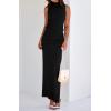 imageBTFBM Summer Two Piece Skirt Set for Women 2025 Dressy Lightweight Sleeveless Knit Top Going Out Split Maxi Skirt SetBlack