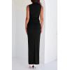 imageBTFBM Summer Two Piece Skirt Set for Women 2025 Dressy Lightweight Sleeveless Knit Top Going Out Split Maxi Skirt SetBlack