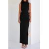 imageBTFBM Summer Two Piece Skirt Set for Women 2025 Dressy Lightweight Sleeveless Knit Top Going Out Split Maxi Skirt SetBlack
