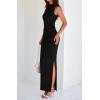 imageBTFBM Summer Two Piece Skirt Set for Women 2025 Dressy Lightweight Sleeveless Knit Top Going Out Split Maxi Skirt SetBlack