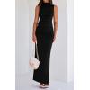 imageBTFBM Summer Two Piece Skirt Set for Women 2025 Dressy Lightweight Sleeveless Knit Top Going Out Split Maxi Skirt SetBlack