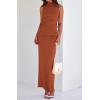 imageBTFBM Summer Two Piece Skirt Set for Women 2025 Dressy Lightweight Sleeveless Knit Top Going Out Split Maxi Skirt SetBrick Red