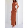imageBTFBM Summer Two Piece Skirt Set for Women 2025 Dressy Lightweight Sleeveless Knit Top Going Out Split Maxi Skirt SetBrick Red
