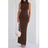 imageBTFBM Summer Two Piece Skirt Set for Women 2025 Dressy Lightweight Sleeveless Knit Top Going Out Split Maxi Skirt SetCoffee