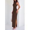 imageBTFBM Summer Two Piece Skirt Set for Women 2025 Dressy Lightweight Sleeveless Knit Top Going Out Split Maxi Skirt SetCoffee