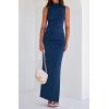 imageBTFBM Summer Two Piece Skirt Set for Women 2025 Dressy Lightweight Sleeveless Knit Top Going Out Split Maxi Skirt SetDark Blue