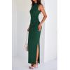 imageBTFBM Summer Two Piece Skirt Set for Women 2025 Dressy Lightweight Sleeveless Knit Top Going Out Split Maxi Skirt SetDark Green