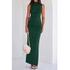 imageBTFBM Summer Two Piece Skirt Set for Women 2025 Dressy Lightweight Sleeveless Knit Top Going Out Split Maxi Skirt SetDark Green