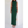 imageBTFBM Summer Two Piece Skirt Set for Women 2025 Dressy Lightweight Sleeveless Knit Top Going Out Split Maxi Skirt SetDark Green