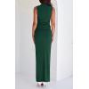 imageBTFBM Summer Two Piece Skirt Set for Women 2025 Dressy Lightweight Sleeveless Knit Top Going Out Split Maxi Skirt SetDark Green