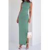 imageBTFBM Summer Two Piece Skirt Set for Women 2025 Dressy Lightweight Sleeveless Knit Top Going Out Split Maxi Skirt SetFruit Green