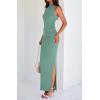 imageBTFBM Summer Two Piece Skirt Set for Women 2025 Dressy Lightweight Sleeveless Knit Top Going Out Split Maxi Skirt SetFruit Green