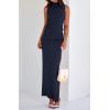imageBTFBM Summer Two Piece Skirt Set for Women 2025 Dressy Lightweight Sleeveless Knit Top Going Out Split Maxi Skirt SetNavy