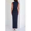 imageBTFBM Summer Two Piece Skirt Set for Women 2025 Dressy Lightweight Sleeveless Knit Top Going Out Split Maxi Skirt SetNavy