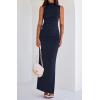 imageBTFBM Summer Two Piece Skirt Set for Women 2025 Dressy Lightweight Sleeveless Knit Top Going Out Split Maxi Skirt SetNavy