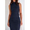 imageBTFBM Summer Two Piece Skirt Set for Women 2025 Dressy Lightweight Sleeveless Knit Top Going Out Split Maxi Skirt SetNavy
