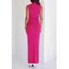 imageBTFBM Summer Two Piece Skirt Set for Women 2025 Dressy Lightweight Sleeveless Knit Top Going Out Split Maxi Skirt SetRose Red