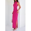 imageBTFBM Summer Two Piece Skirt Set for Women 2025 Dressy Lightweight Sleeveless Knit Top Going Out Split Maxi Skirt SetRose Red