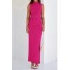 imageBTFBM Summer Two Piece Skirt Set for Women 2025 Dressy Lightweight Sleeveless Knit Top Going Out Split Maxi Skirt SetRose Red