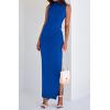 imageBTFBM Summer Two Piece Skirt Set for Women 2025 Dressy Lightweight Sleeveless Knit Top Going Out Split Maxi Skirt SetRoyal Blue