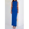 imageBTFBM Summer Two Piece Skirt Set for Women 2025 Dressy Lightweight Sleeveless Knit Top Going Out Split Maxi Skirt SetRoyal Blue