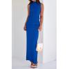 imageBTFBM Summer Two Piece Skirt Set for Women 2025 Dressy Lightweight Sleeveless Knit Top Going Out Split Maxi Skirt SetRoyal Blue