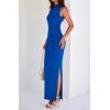 imageBTFBM Summer Two Piece Skirt Set for Women 2025 Dressy Lightweight Sleeveless Knit Top Going Out Split Maxi Skirt SetRoyal Blue