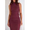 imageBTFBM Summer Two Piece Skirt Set for Women 2025 Dressy Lightweight Sleeveless Knit Top Going Out Split Maxi Skirt SetWine Red