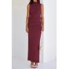 imageBTFBM Summer Two Piece Skirt Set for Women 2025 Dressy Lightweight Sleeveless Knit Top Going Out Split Maxi Skirt SetWine Red