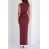 imageBTFBM Summer Two Piece Skirt Set for Women 2025 Dressy Lightweight Sleeveless Knit Top Going Out Split Maxi Skirt SetWine Red